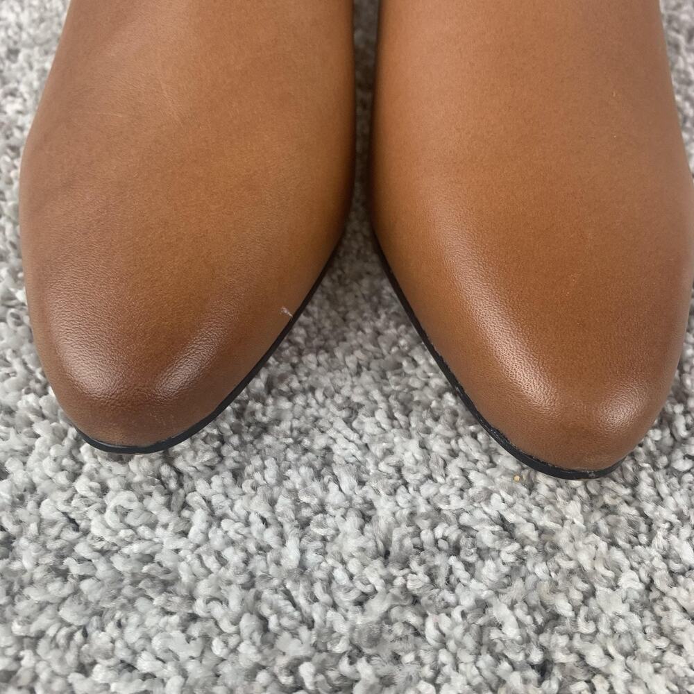 J. Crew Boots Womens Size 7.5 Brown Tan Chelsea Block Heel Leather Ankle Pull On - Picture 9 of 12